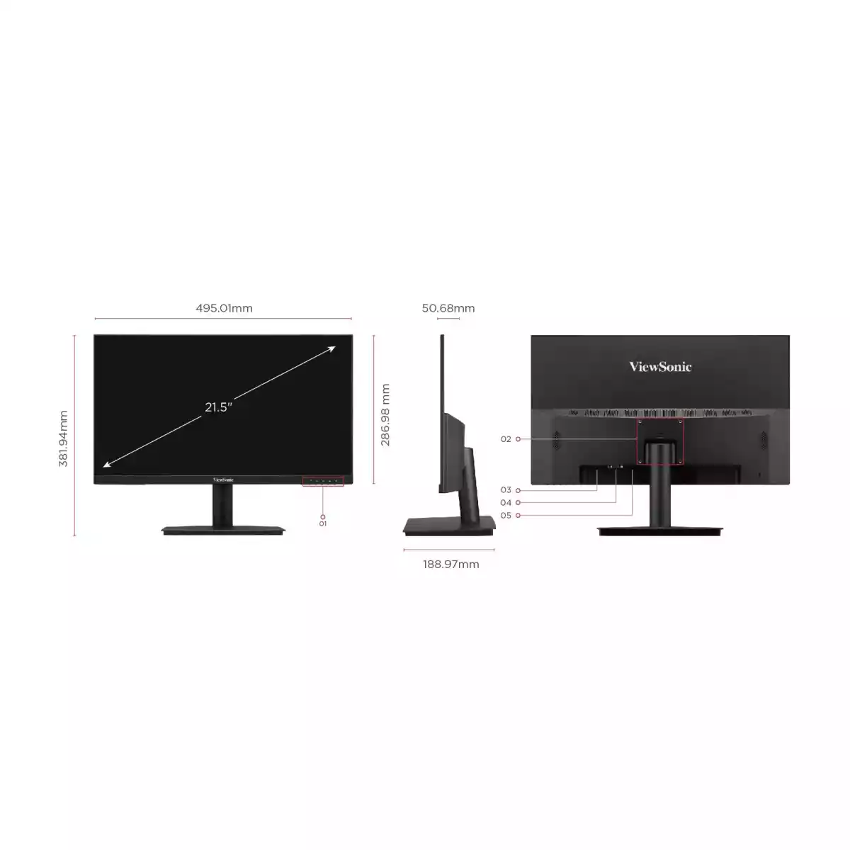 Monitor Viewsonic Fhd De 22 Pulgadas 1080p 100hz 1ms Va220-h