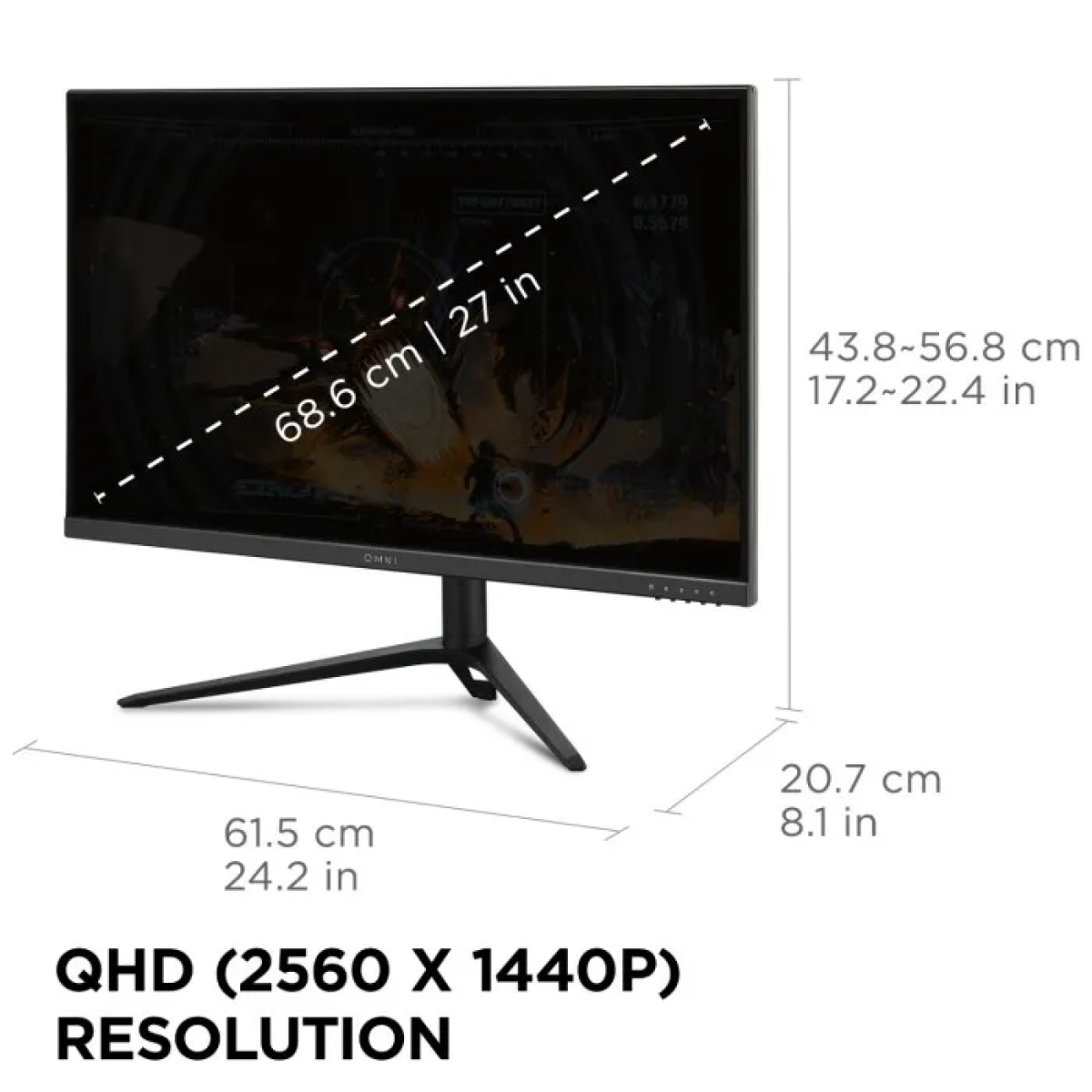 Monitor ergonómico Gamer Viewsonic de IPS 27" 1440p 180 Hz AMD FreeSync Premium VX2728J-2k - Imagen 3