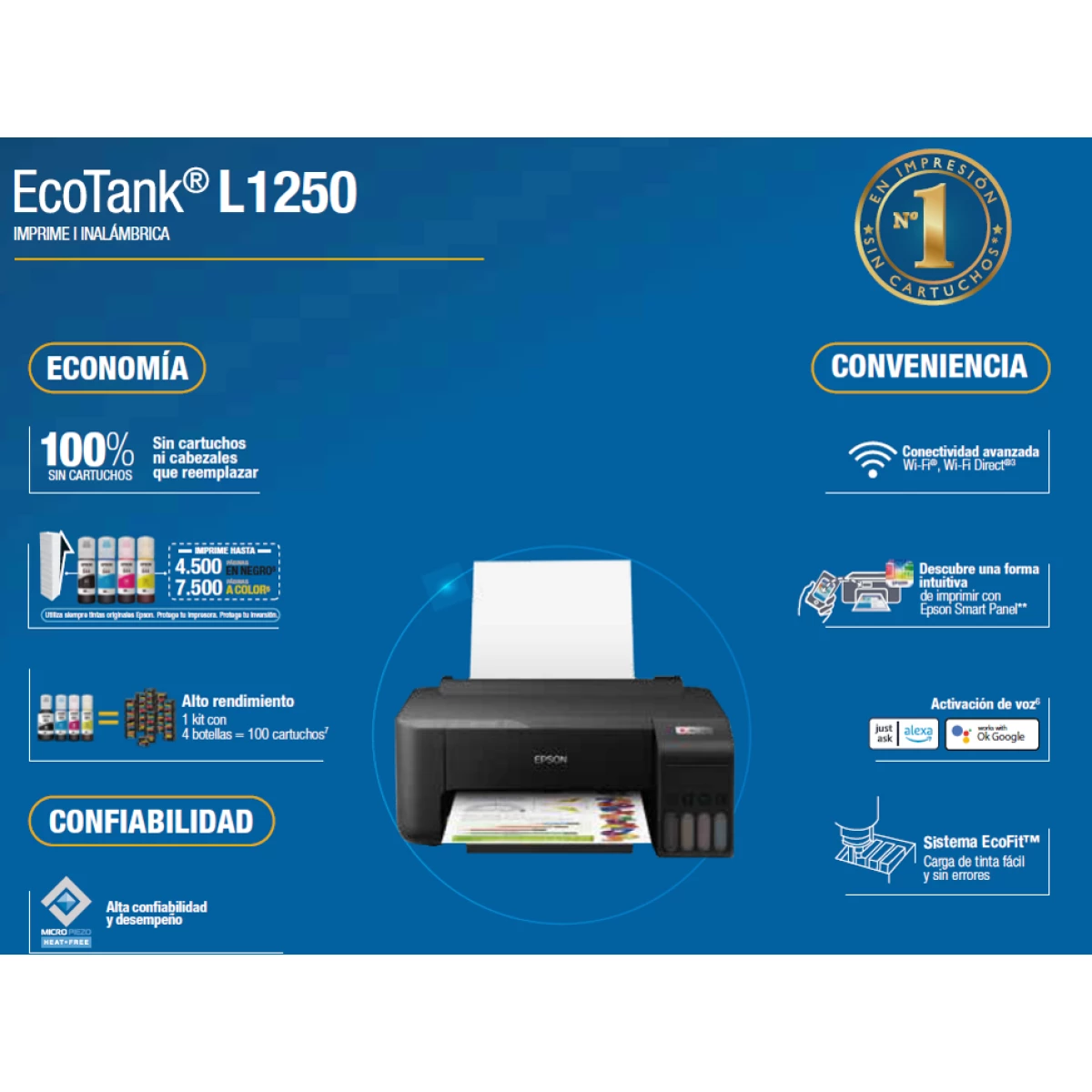Impresora Inalámbrica Epson Ecotank L1250 Wifi
