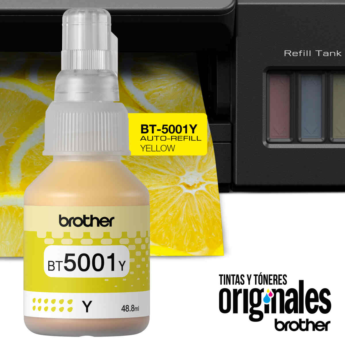 Brother Tinta BT5001 Amarillo 49 mL BT5001Y - Imagen 1