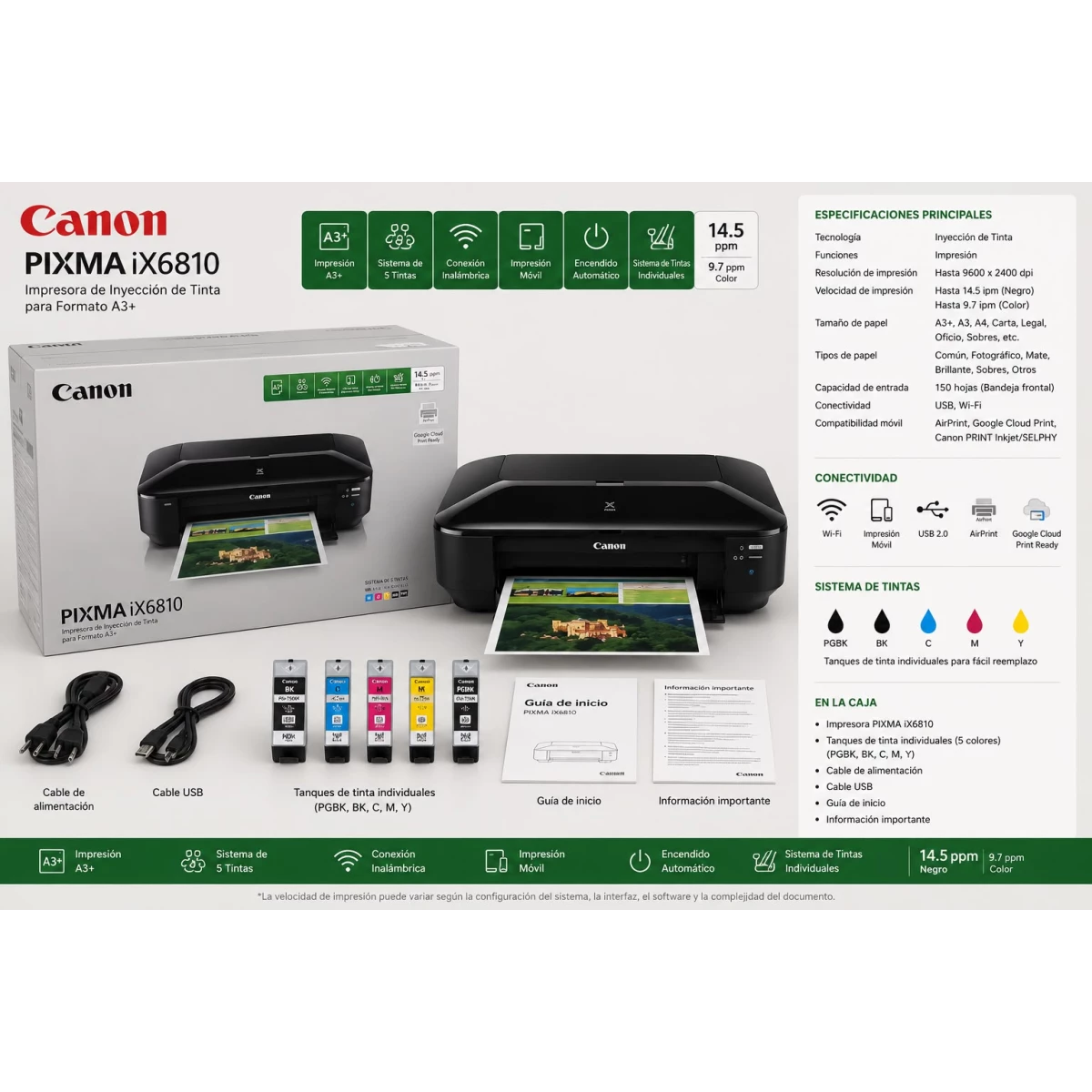 Canon Pixma IX6810 Impresora Fotografica A3 Wifi