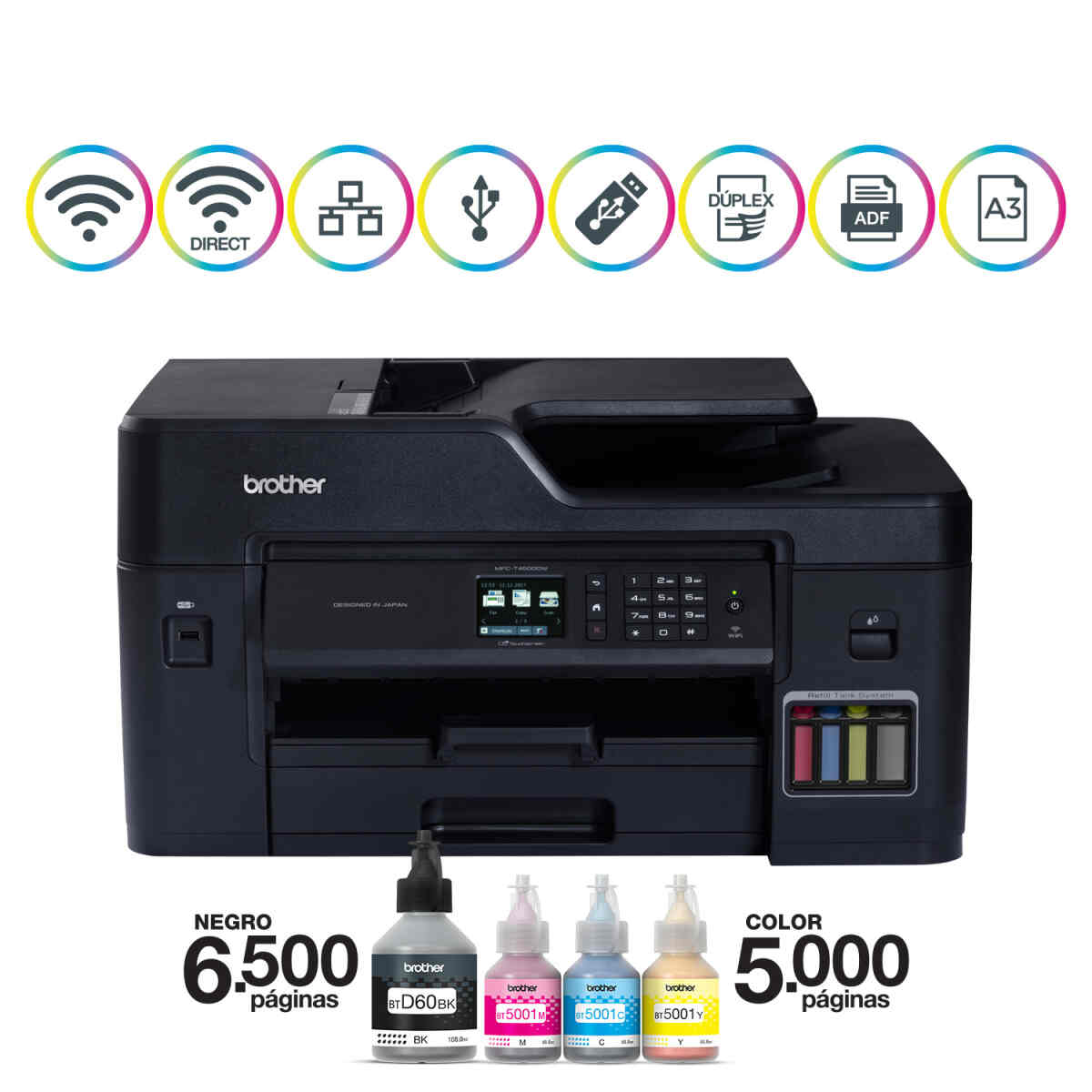 Brother Multifuncional T4500dw Color A3 Dúplex Wifi Ethernet