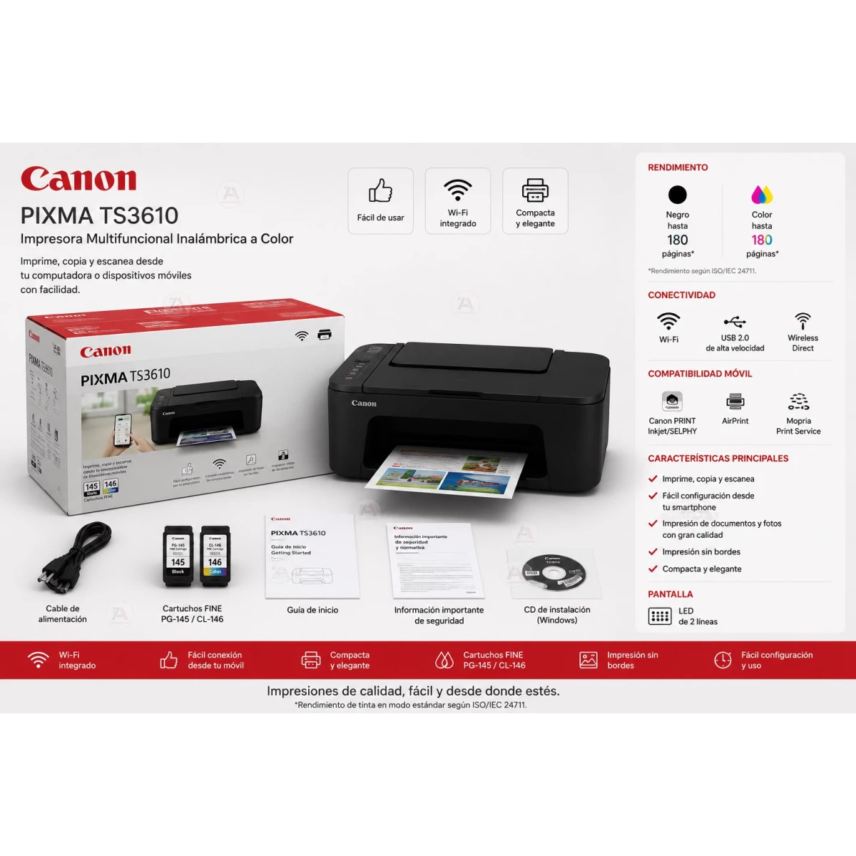 Canon PIXMA TS3610 | Impresora multifuncional Wi