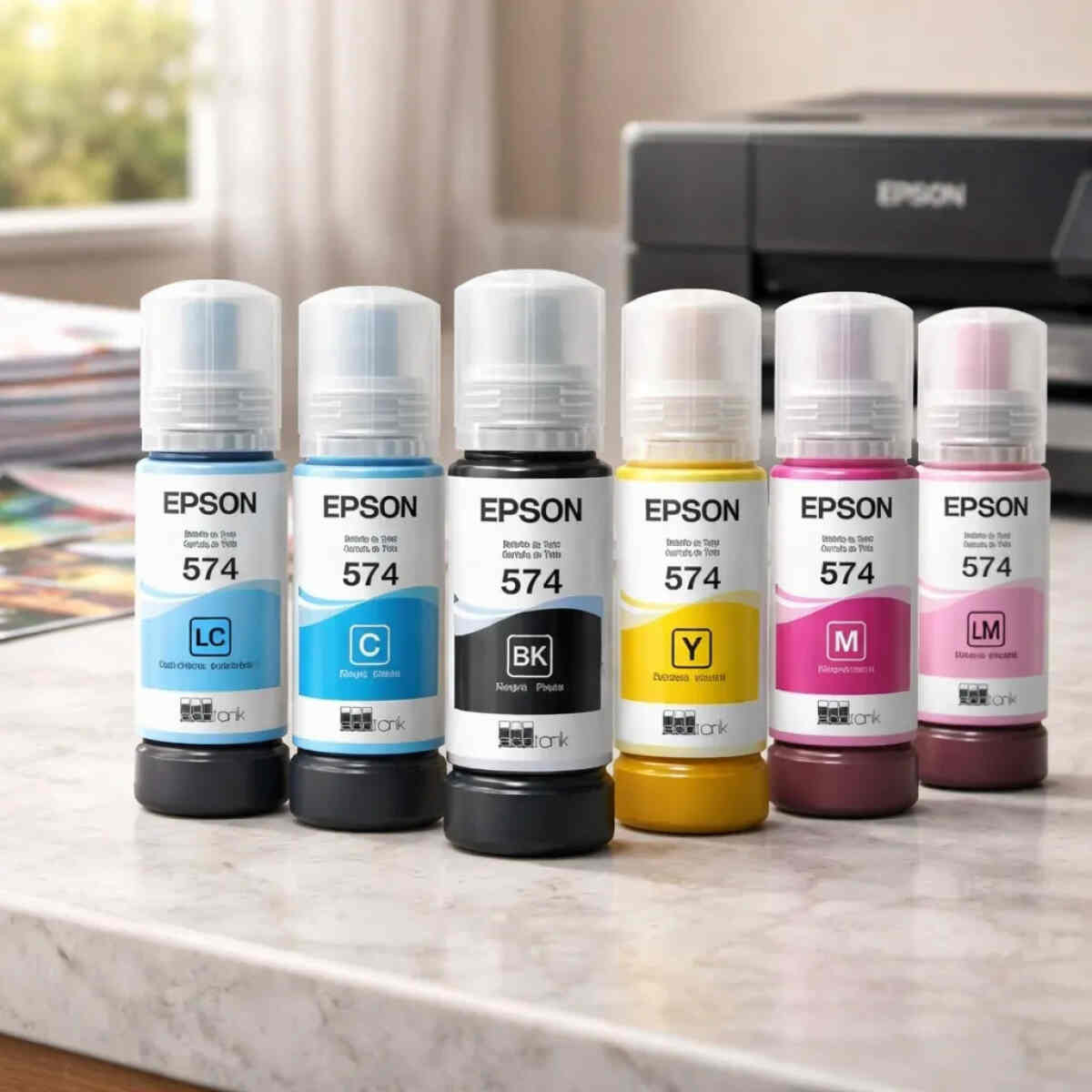 Pack 6 Tintas Epson T574 B/c/m/y/cl/ml Original L8050 L1805